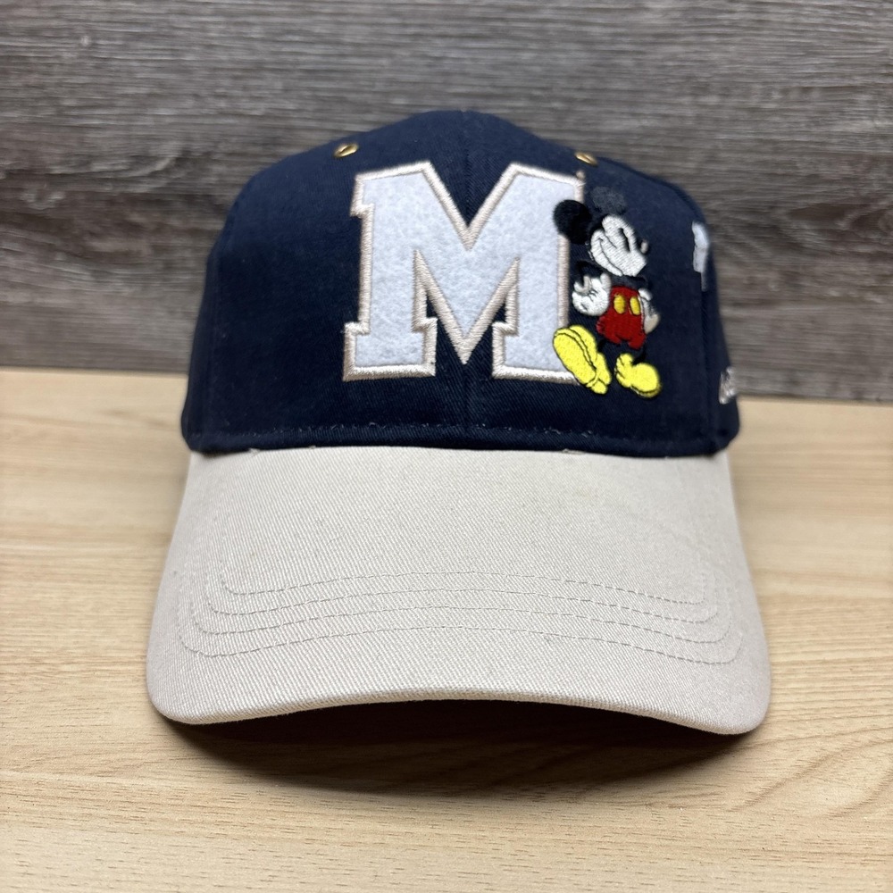 Vintage Mickey Mouse Walt Disney World Hat Cap Strap Back Navy Embroidered